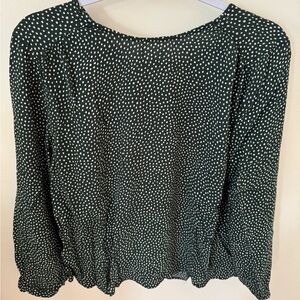 H&M Dark Green Blouse with White Dots